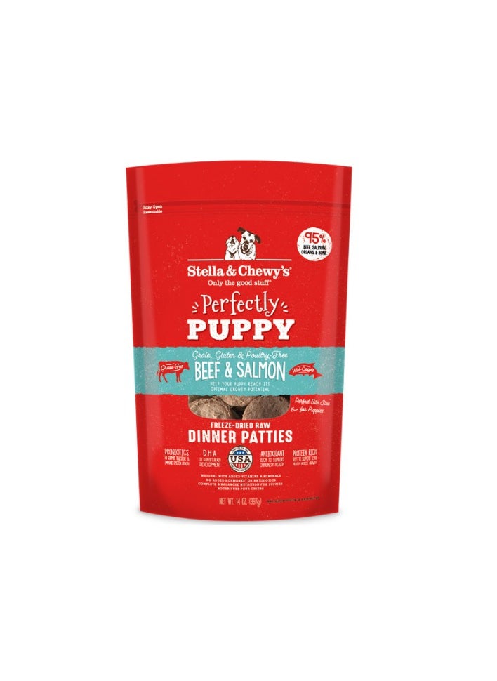 Stella & Chewys Stella & Chewys Dog FD Perfectly Puppy Beef & Salmon Patties-14oz, Stella patties, Stella & Chewy patties, freeze-dried dog food, best dog food, nutrious dog food, patties for dogs, freeze-dried patties, Stella & Chewy's duck patties  - Image 1