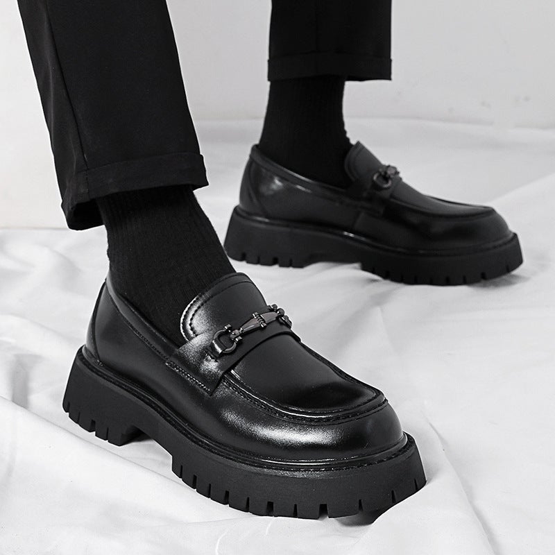 2025 Large Size Shoes Teenager Large-Toe Shoes Slip-On Loafers Small People Thick-Soled Height-Increasing Leather Shoes Men'S Shoes - Image 2