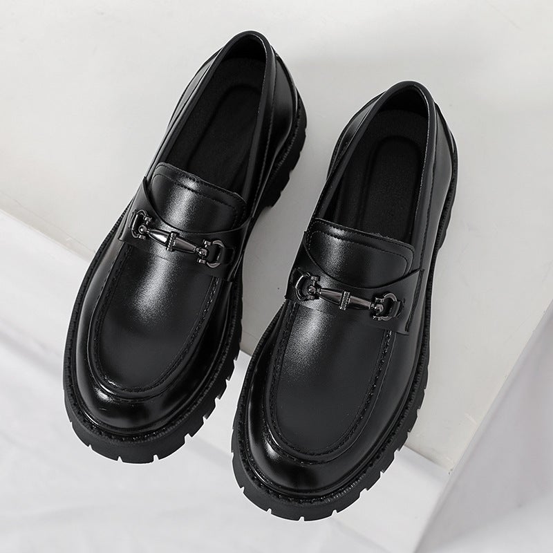 2025 Large Size Shoes Teenager Large-Toe Shoes Slip-On Loafers Small People Thick-Soled Height-Increasing Leather Shoes Men'S Shoes - Image 1