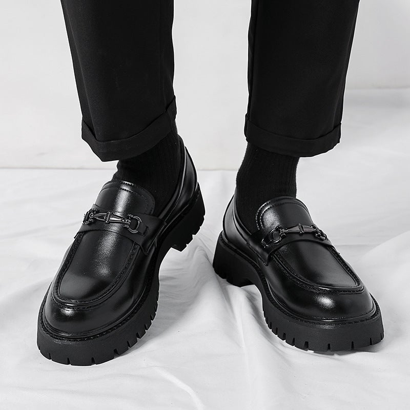 2025 Large Size Shoes Teenager Large-Toe Shoes Slip-On Loafers Small People Thick-Soled Height-Increasing Leather Shoes Men'S Shoes - Image 5