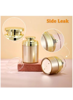 Excefore Golden Refillable Vacuum Pump Cream Jar Side Leaking 1.0 oz 30ml Empty Bottle Cosmetic Air Pump Jars Travel Containers Lotion Cream Dispenser for Creams Lotion Moisturizer, 3 Pack  - Image 2