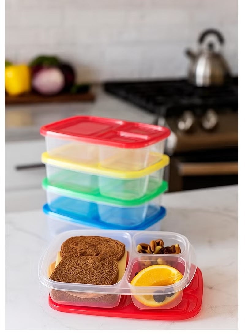 favilla Rectangular Plastic Lunch Box 2.2L – Transparent with Colored Lid – Microwave, Dishwasher & Freezer Safe – Code 1385" - Image 2