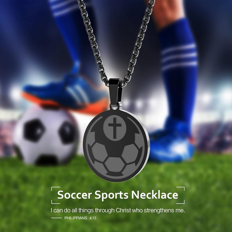 HOFOYA Sports Athletes Necklace with Inspiring Bible Quote from Phil 4:13 Baseball Basketball Football Soccer Volleyball Pendant Jewelry Gift for Men Teen boys girls,Christ Baptist gifts. - Image 1