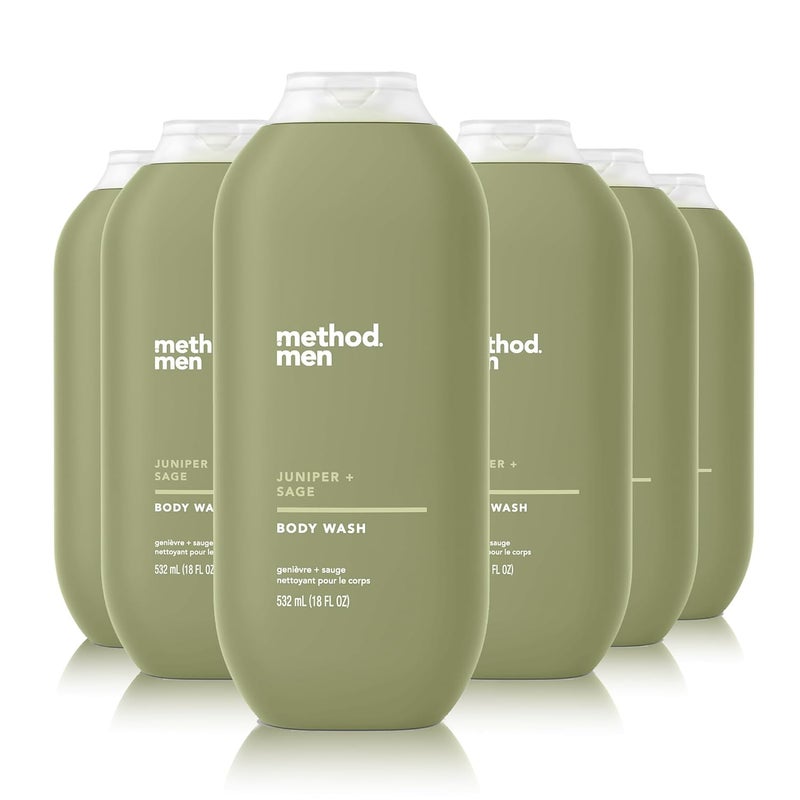 Method Men Body Wash Juniper  Sage Paraben and Phthalate Free 18 FL Oz Pack of 6