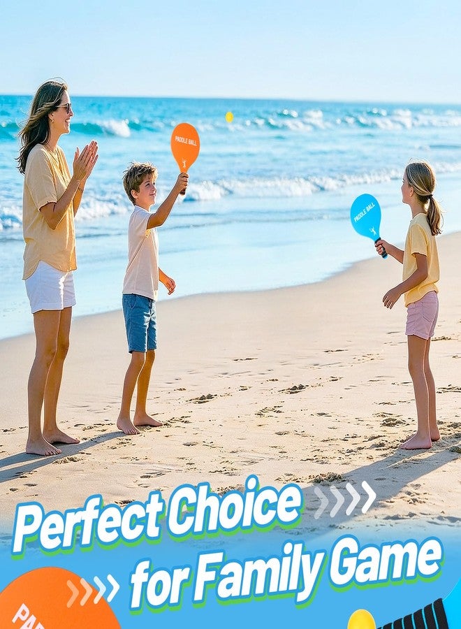 Beeplove 2 Sets Beach Games Toy Paddle Ball Set - Funny Paddleball Rackets Game, Outdoor Sports Toys for Kids Adults Family Games Yard Lawn Party Supplies, Beach Must Haves 2026, Blue Orange, Medium - Image 4