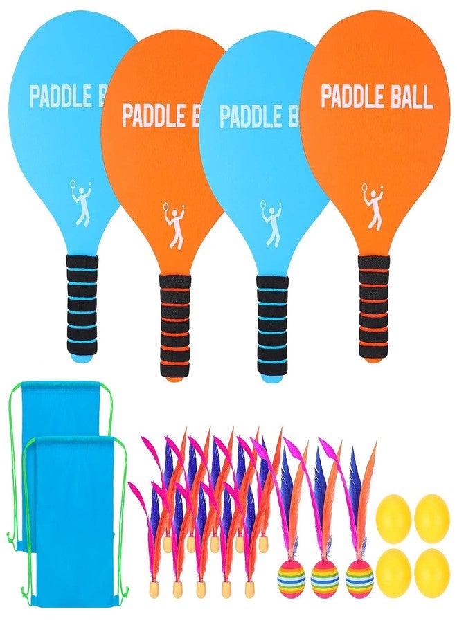 Beeplove 2 Sets Beach Games Toy Paddle Ball Set - Funny Paddleball Rackets Game, Outdoor Sports Toys for Kids Adults Family Games Yard Lawn Party Supplies, Beach Must Haves 2026, Blue Orange, Medium - Image 1