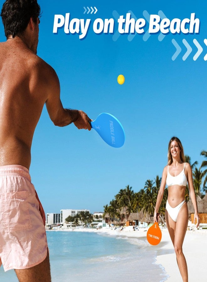 Beeplove 2 Sets Beach Games Toy Paddle Ball Set - Funny Paddleball Rackets Game, Outdoor Sports Toys for Kids Adults Family Games Yard Lawn Party Supplies, Beach Must Haves 2026, Blue Orange, Medium - Image 5