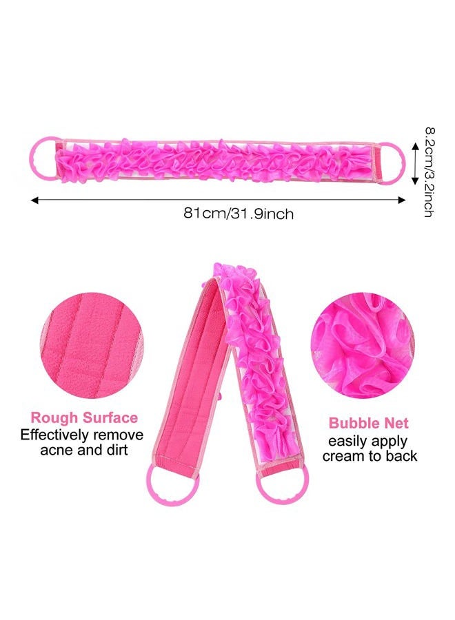 Angla 3 PACK Double-Sided Lace Cloth Back Loofah Scrubber Bath Scrub Shower Sponge Long Exfoliating Back Scrubber Scratcher Strap With Handle, Cream Skin Wash Cleaner Applicator - Image 3