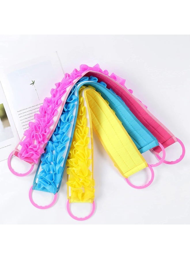 Angla 3 PACK Double-Sided Lace Cloth Back Loofah Scrubber Bath Scrub Shower Sponge Long Exfoliating Back Scrubber Scratcher Strap With Handle, Cream Skin Wash Cleaner Applicator - Image 2