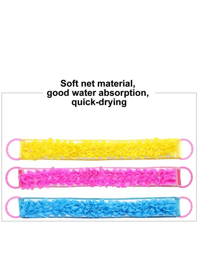Angla 3 PACK Double-Sided Lace Cloth Back Loofah Scrubber Bath Scrub Shower Sponge Long Exfoliating Back Scrubber Scratcher Strap With Handle, Cream Skin Wash Cleaner Applicator - Image 5