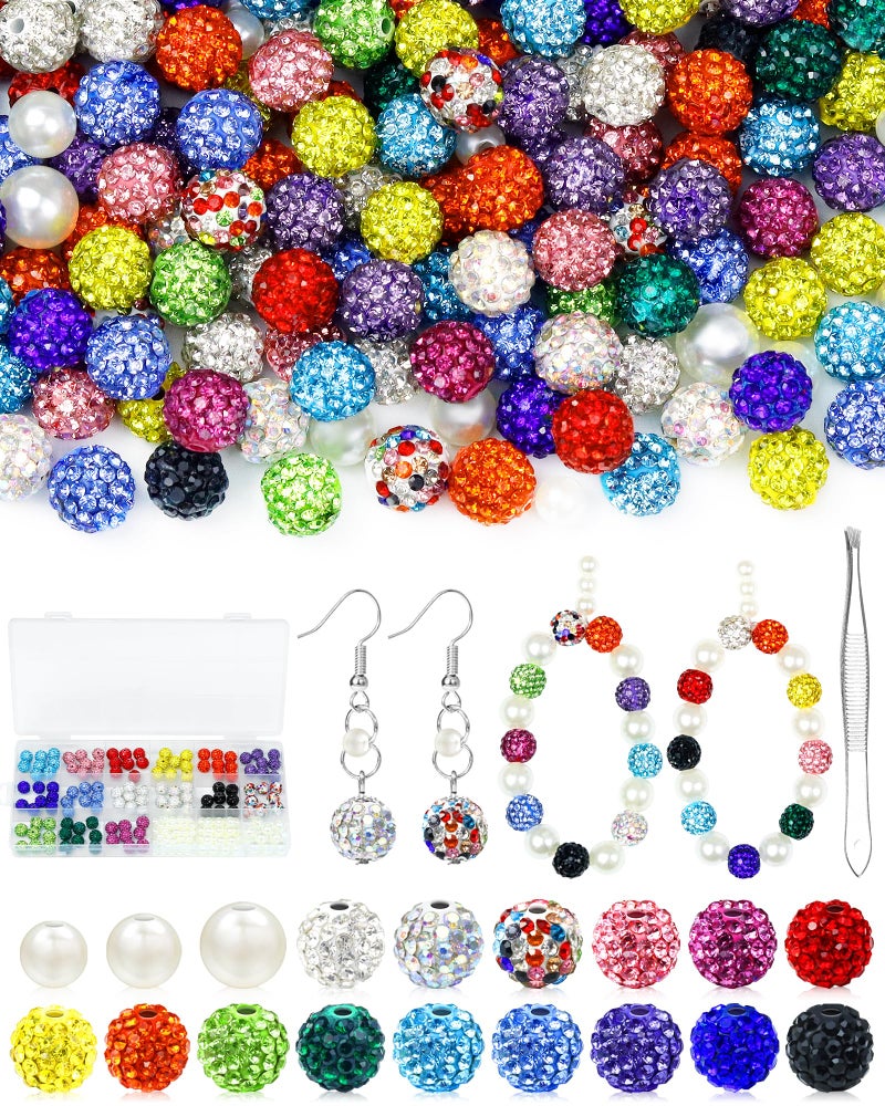 FIVEIZERO 200PCS FIVEIZERO Rhinestone Beads for Jewelry Making, 15 Colors Round Sparkle Crystal Clay Bead Bulk Sparkly Baseball Necklace Beads for Bracelets and DIY Crafts - Image 1