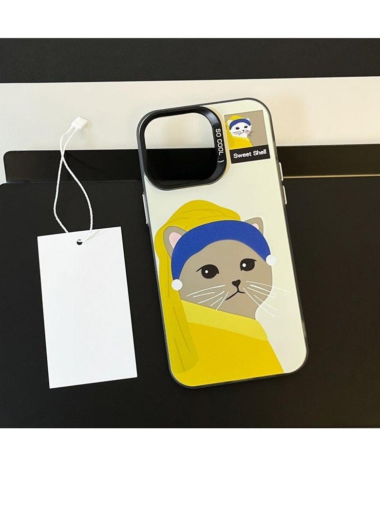 NIBEMINENT Cool Animals Protective TPU Case Cover For iPhone 16 Plus, Pierced Pearl Cat Earring