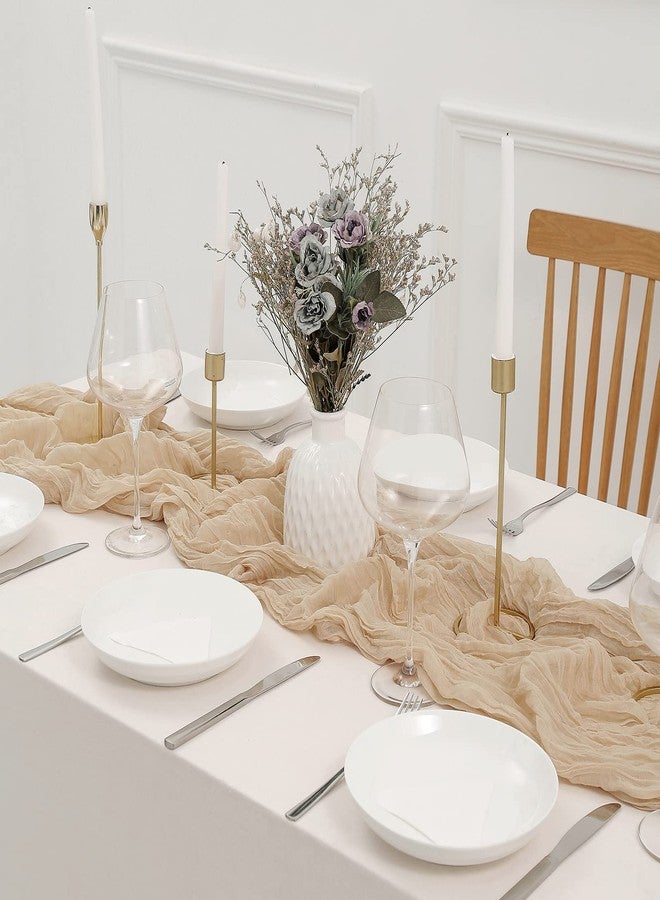 DOLOPL Beige Cheesecloth Table Runner 13.3ft Boho Gauze Cheese Cloth Table Runner Rustic Sheer Runner 160inch Long for Wedding Bridal Baby Shower Birthday Party Cake Table Decorations - Image 4