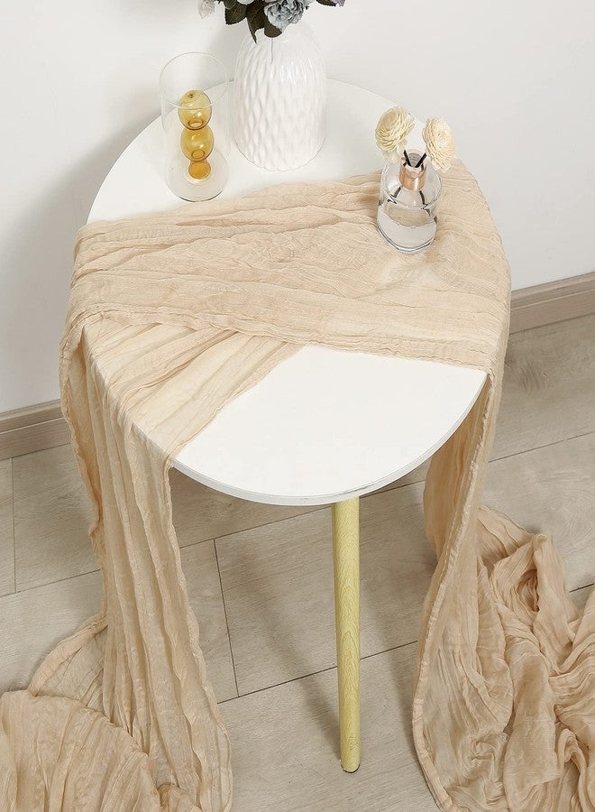 DOLOPL Beige Cheesecloth Table Runner 13.3ft Boho Gauze Cheese Cloth Table Runner Rustic Sheer Runner 160inch Long for Wedding Bridal Baby Shower Birthday Party Cake Table Decorations - Image 5