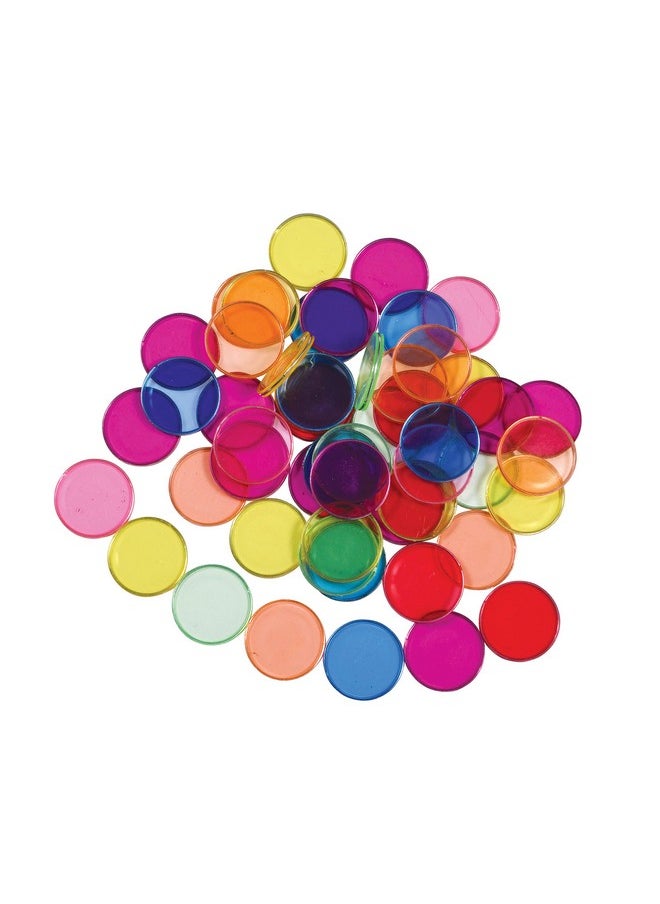 Learning Advantage 7253 Transparent Plastic Counters Steelringed Set Of 50 Assorted Colors Great For Kindergarten Sensory Play And Light Panels  - Image 1