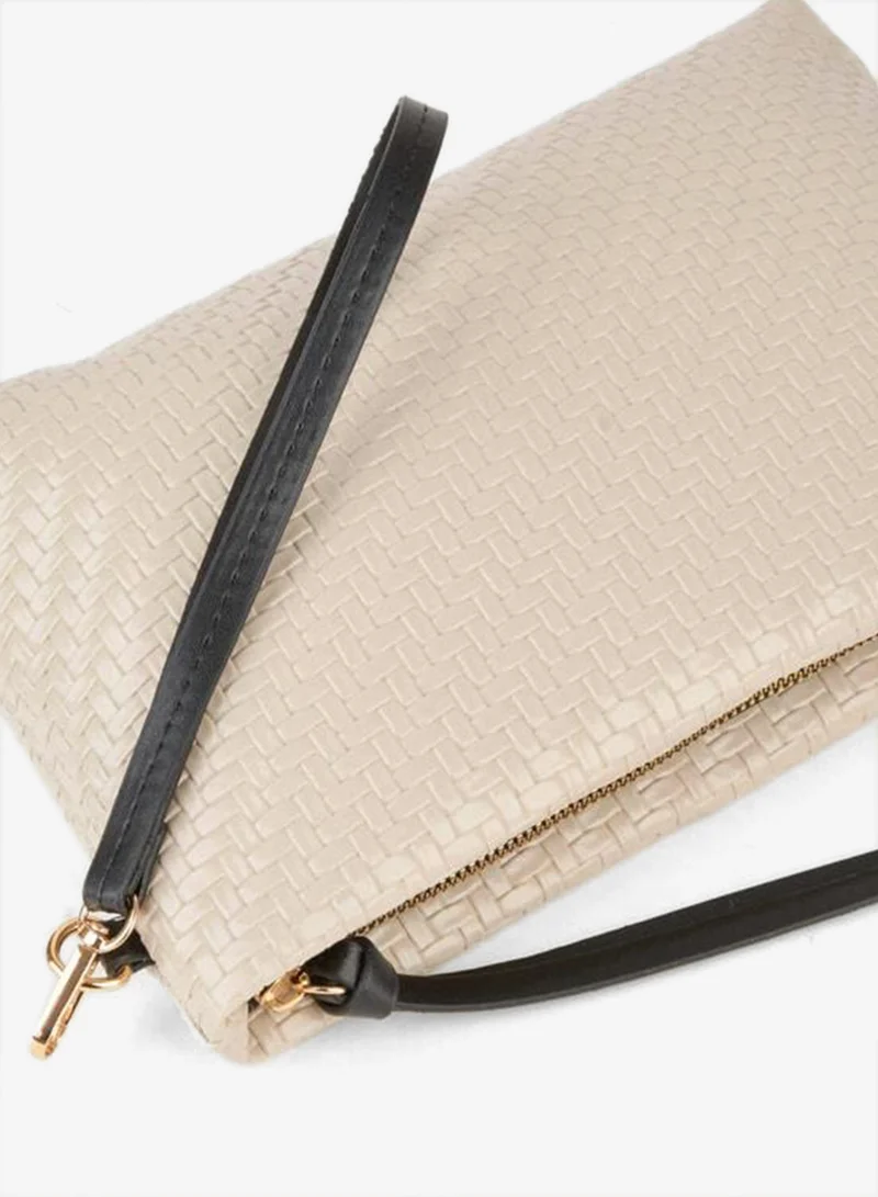 Women's Bellis knitted, lined synthetic leather wrist‑strap portfolio hand and clutch bag.