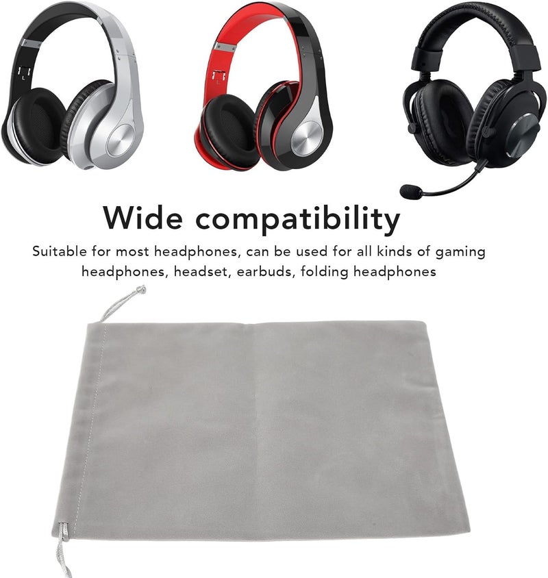 5Pcs Headphone Pouch Bag, Large Capacity Drawstring Headphone Storage Bag for Most Headphones with Earbuds and Cables, Lightweight Portable Dust - (30x40cm / 11.8x15.7in) - Image 3