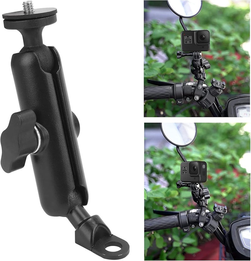 Motorcycle Rearview Mirror Mount Holder with 1 / 4in Screw, Metal, Black - Durable Anti - Body, 360° Flexible Rotation, Compatible with Sports Cameras and Mobile Phones - Image 5