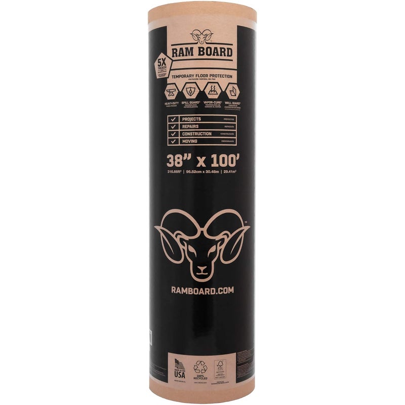 Ram Board 38 inch x 100 feet Heavy Duty Painting, Remodeling, Construction, Temporary Floor Protection (317 Sq. Ft.) - 46 RB 38-100 - Image 1