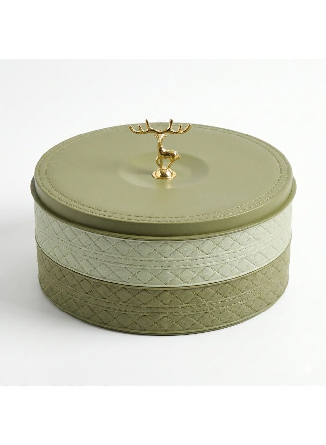 2-Tier Snack Organizer Bonbonniere with 10 Divided Sections Plastic Serving Tray for Nuts, Cookies, Kahk, Biscuits, Sweets & Ramadan Yamish - Image 1