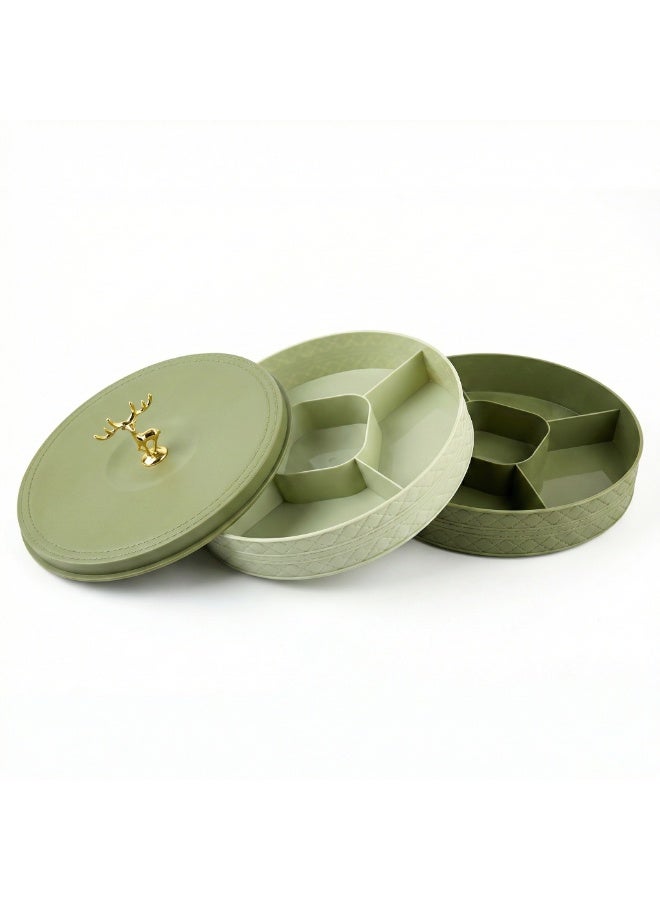 2-Tier Snack Organizer Bonbonniere with 10 Divided Sections Plastic Serving Tray for Nuts, Cookies, Kahk, Biscuits, Sweets & Ramadan Yamish - Image 2