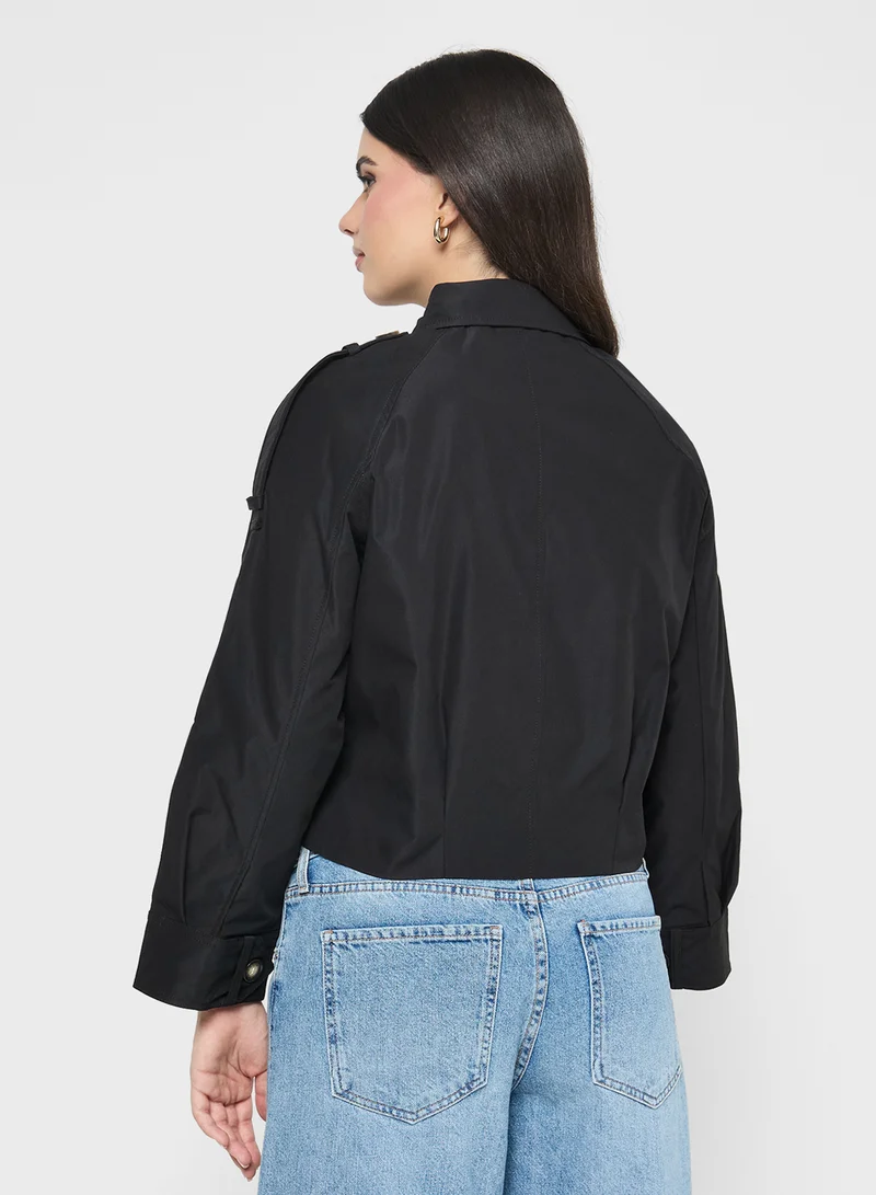 جينجر Zip Up Utility Jacket with Pocket Details