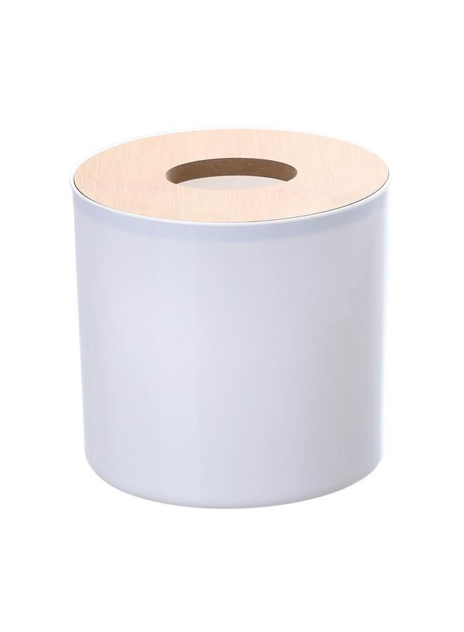 Circular Tissue Box Beige/white-Modern Round Wooden Tissue Box Cover Holder,Facial Tissue Holder Case Dispenser  - Image 1