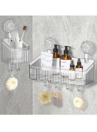 2Pcs Shower Caddy Suction Cup, Clear Corner Bathroom Storage Organization, NO-Drilling Removable Shower Shelf, Plastic Shower Basket Organizer, Shower Caddy Organizer Shelve Rack, Rustproof Waterproof - pzsku/Z6214CFCC13C41C4CCF3FZ/45/_/1727588316/771367fb-abbb-4bb5-a7ce-f55286ce5380