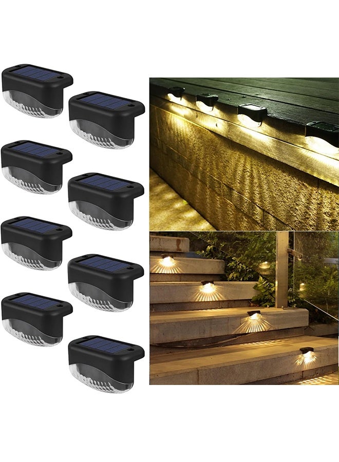 YelaJoy Solar Step Lights, 8 Pack Solar Fence Lights Waterproof, LED Deck Lighting for Garden, Outdoor Stair Lights for Fence, Backyard, Front Porch Step, Balcony, Wall, Patio, for Outdoor Decor (Warm White) - Image 1