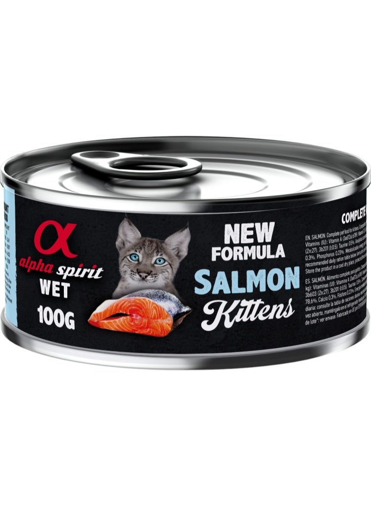 Alpha Spirit Wet Food for Kittens Salmon, 6 x 100 g cans - Image 1