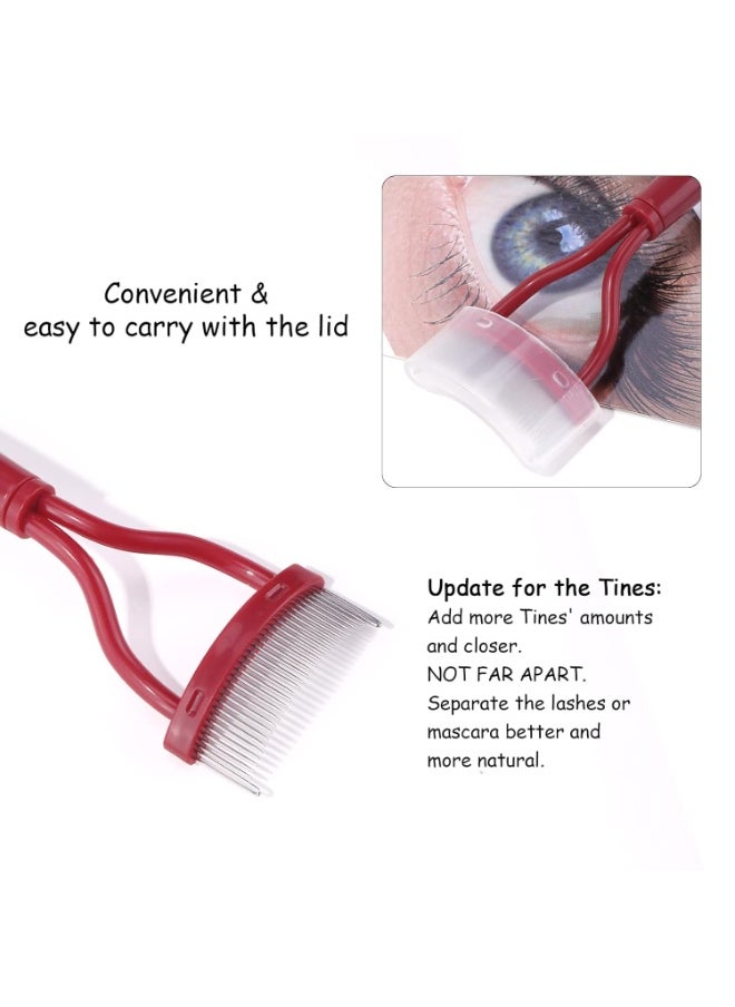 MSQ Eyelash Comb MSQ Eyelash Separator Mascara Applicator Eyelash Definer With Comb Cover Arc Designed Cosmetic Brushes Tool Red (1PCS)  - Image 2
