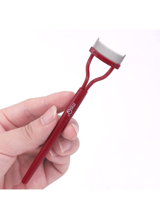 MSQ Eyelash Comb MSQ Eyelash Separator Mascara Applicator Eyelash Definer With Comb Cover Arc Designed Cosmetic Brushes Tool Red (1PCS)  - Image 5