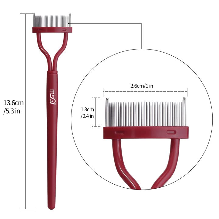 MSQ Eyelash Comb MSQ Eyelash Separator Mascara Applicator Eyelash Definer With Comb Cover Arc Designed Cosmetic Brushes Tool Red (1PCS) - Image 5