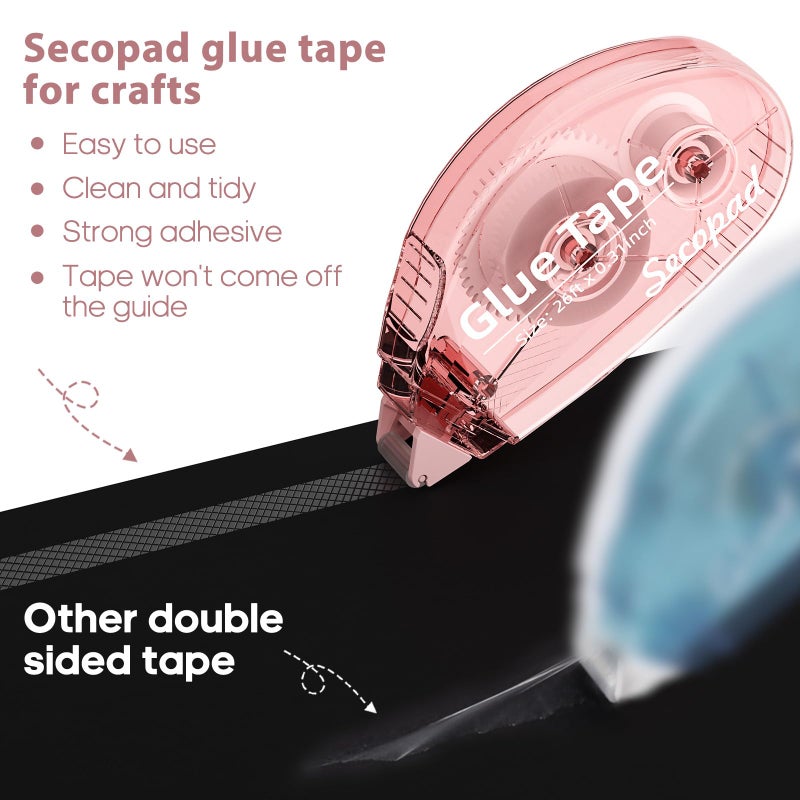 Secopad 12 Pack Scrapbook Tape, Double Sided Tape Roller for Crafts, Adhesive Glue Runner for Scrapbooking Journal Supplies, Glue Roller School Office Teacher Supply for Kids and Adults, 0.3IN x 26FT - Image 2