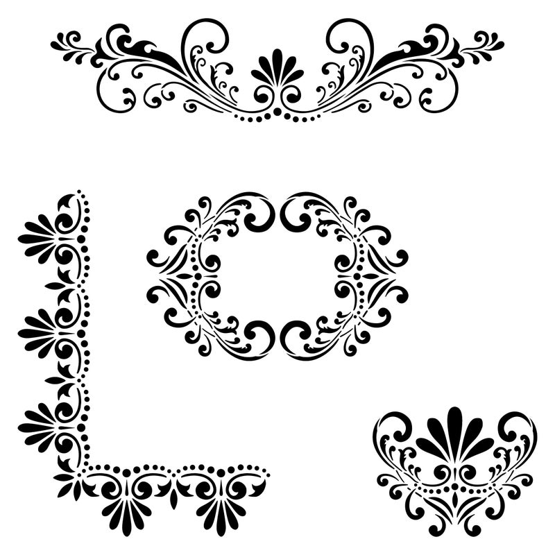 Designer Stencils Fleur de Lis Stencil Details Patterns Set 10 mil plastic  Decor Stencils for Painting on Wood Wall Tile Canvas Paper Fabric Furniture and Floor  Reusable Stencil  FS013 By Designer Stencils