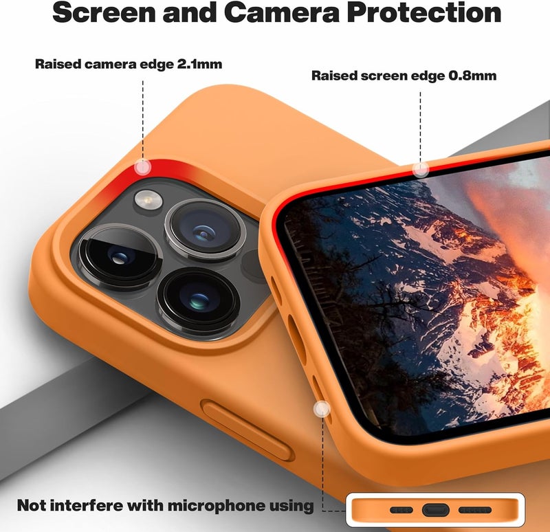 اوتوفلاي حافظة لـ iPhone 13 Pro Max [متوافقة مع MagSafe] حافظة هاتف سيليكون مقاوم للصدمات رفيعة ونحيفة كاملة الجسم لـ iPhone 13 Pro Max 6.7 بوصة (برتقالي) - Image 5