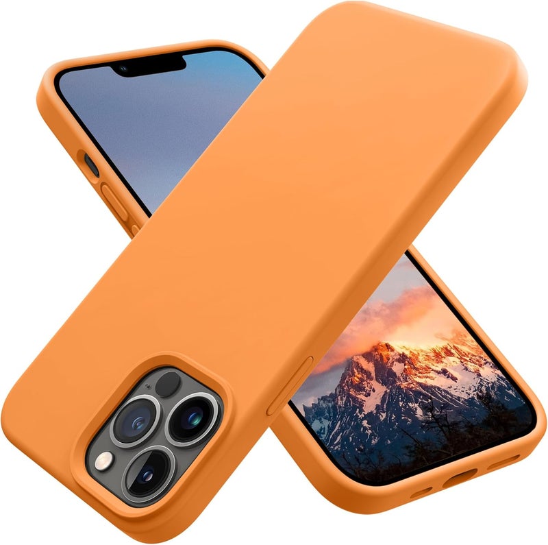 اوتوفلاي حافظة لـ iPhone 13 Pro Max [متوافقة مع MagSafe] حافظة هاتف سيليكون مقاوم للصدمات رفيعة ونحيفة كاملة الجسم لـ iPhone 13 Pro Max 6.7 بوصة (برتقالي) - Image 1