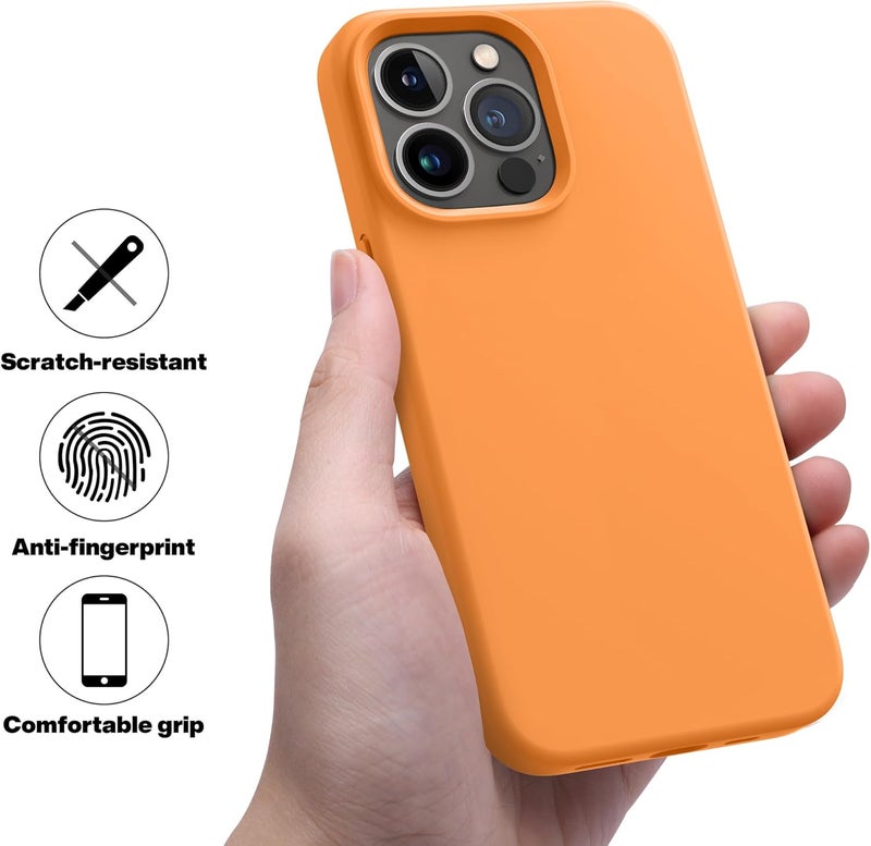 اوتوفلاي حافظة لـ iPhone 13 Pro Max [متوافقة مع MagSafe] حافظة هاتف سيليكون مقاوم للصدمات رفيعة ونحيفة كاملة الجسم لـ iPhone 13 Pro Max 6.7 بوصة (برتقالي) - Image 3
