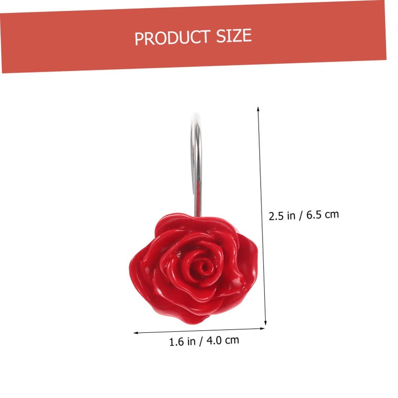 12 Pcs Red Rose Shower Curtain Hooks Easy Install Bathroom Decor Accessories - Image 5