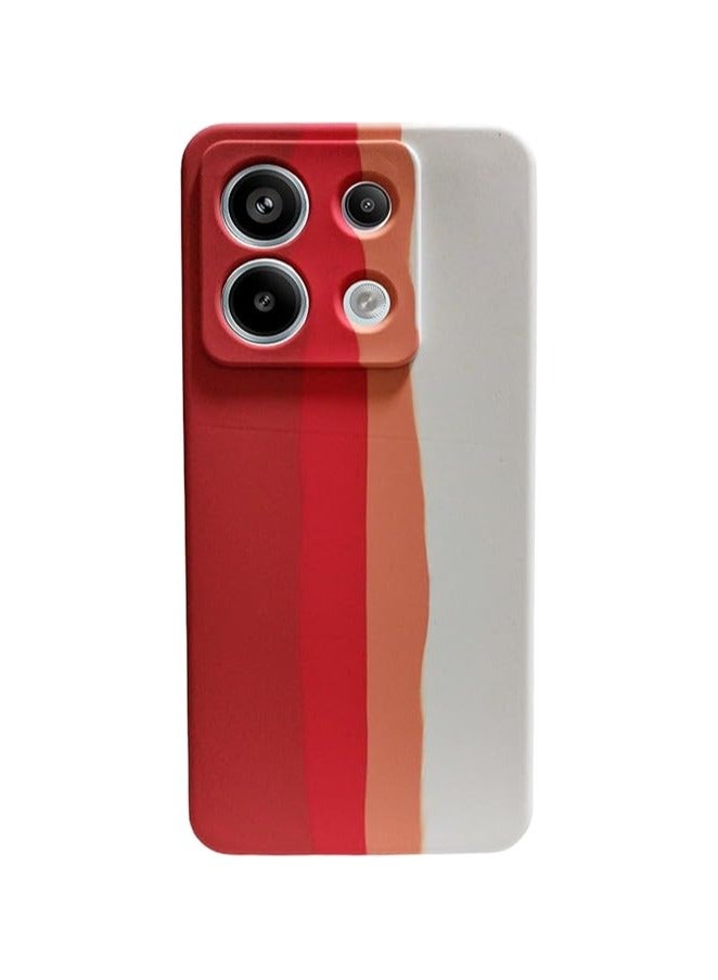 غطاء متوافق مع غطاء هاتف سيليكون ملون فاخر لهاتف Redmi Note 13 Pro 5G / Poco X6 (برتقالي @ أبيض)