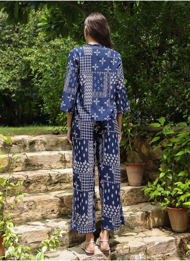 sanskrutihomes Printed Cotton Top and Straight Pyjama Pants by Styli  - Image 2