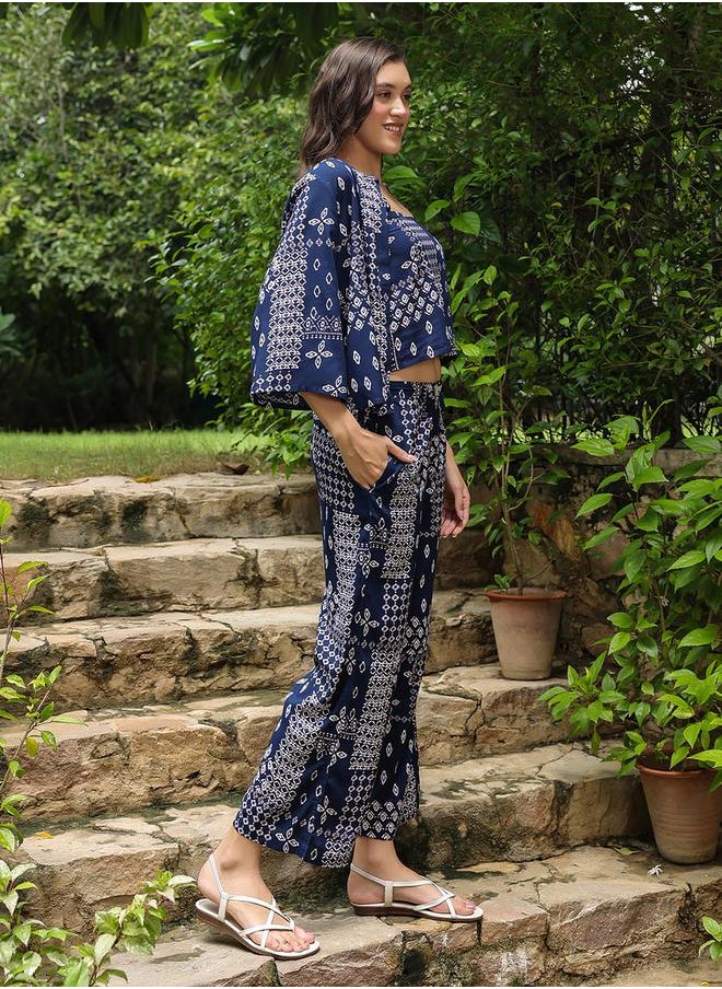 sanskrutihomes Printed Cotton Top and Straight Pyjama Pants by Styli  - Image 4
