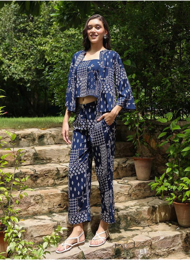 sanskrutihomes Printed Cotton Top and Straight Pyjama Pants by Styli  - Image 1