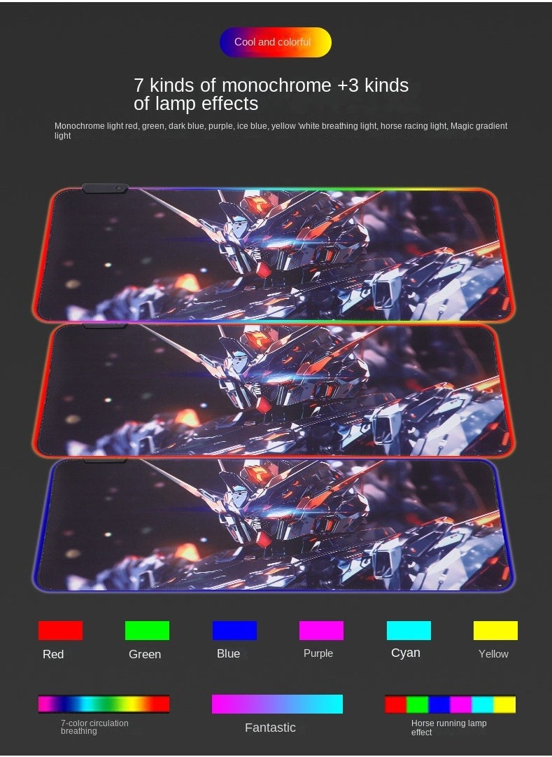 Haidue Game RGB Keyboard Mouse Pad, Made Of Natural Rubber.Size:400mm*900mm*3mm  - Image 5