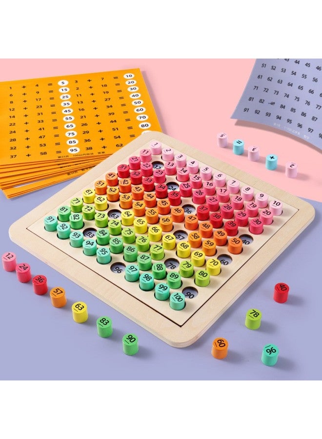 Montessori Hundred Number Board 1 To 100 Number Continuous Board Children's Mathematical Thinking Teaching Ads First Grade Early Education Enlightenment Toys-Color:Hundreds Of Boards B +18 Question Cards  - Image 2