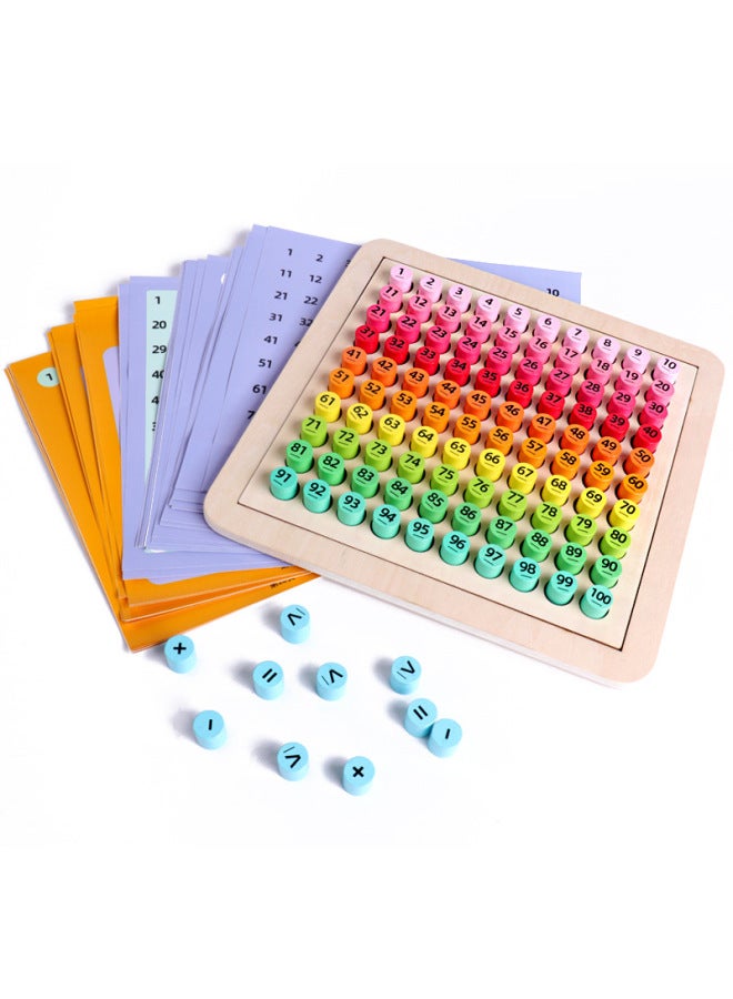 Montessori Hundred Number Board 1 To 100 Number Continuous Board Children's Mathematical Thinking Teaching Ads First Grade Early Education Enlightenment Toys-Color:Hundreds Of Boards B +18 Question Cards  - Image 5
