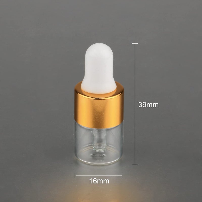 Wresty 50 Pcs Clear Glass Dropper Vails 1ml Mini Essential Oils Sample Dropper Bottles For Traveling Essential Oils Perfume Cosmetic Liquid,With 2 pcs dropper - Image 3