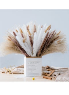 MERICKA 70 Pcs | 15 Pcs White Pampas & 15 Pcs Natural Pampas & 30 Pcs Reed Grass 10 Bunny tail Natural Dried Pampas Grass for Flower Arrangements Home Decor Boho  - Image 2