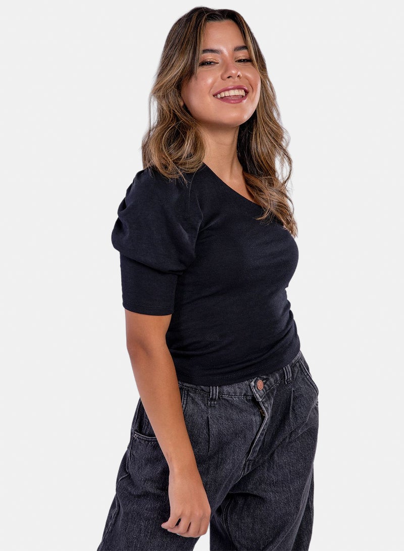 belle Off Shoulder Top With On Side Ruffles - Image 2