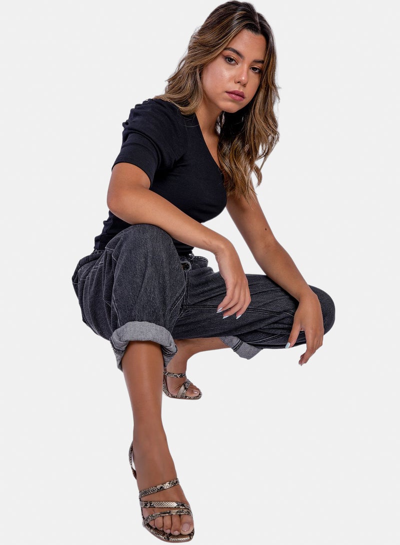 belle Off Shoulder Top With On Side Ruffles - Image 3